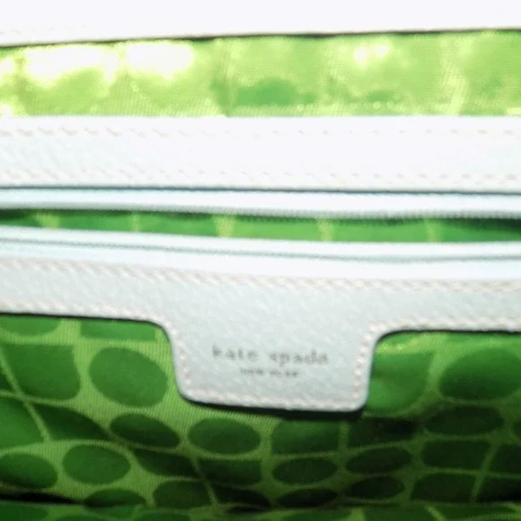 Kate Spade Pebbled Leather Satchel Women Medium Mint Green Good Triple Section - Picture 8 of 16